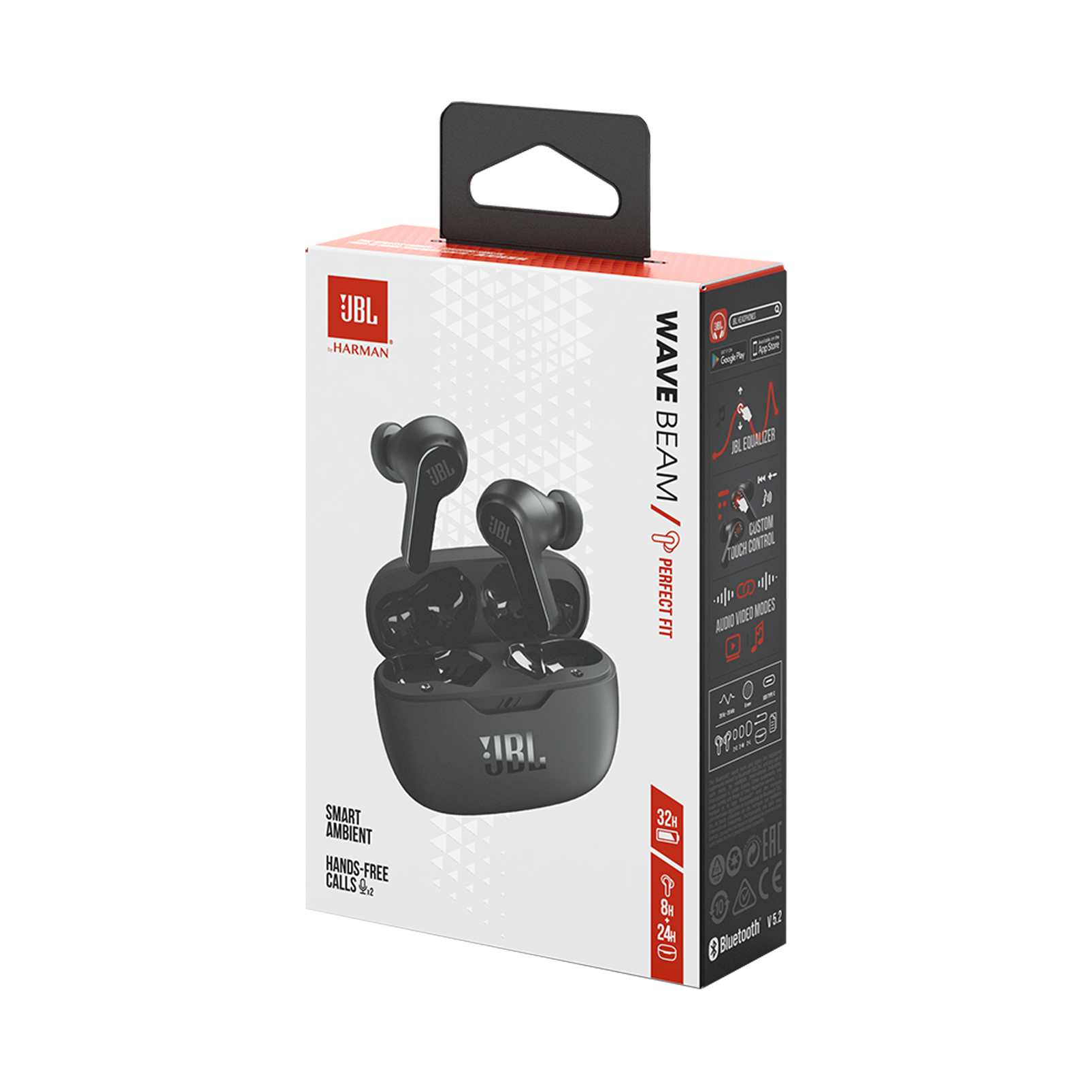 JBL אוזניות True Wireless עם Bluetooth 5.2 ועד 32 שעות סוללה דגם Wave Beam