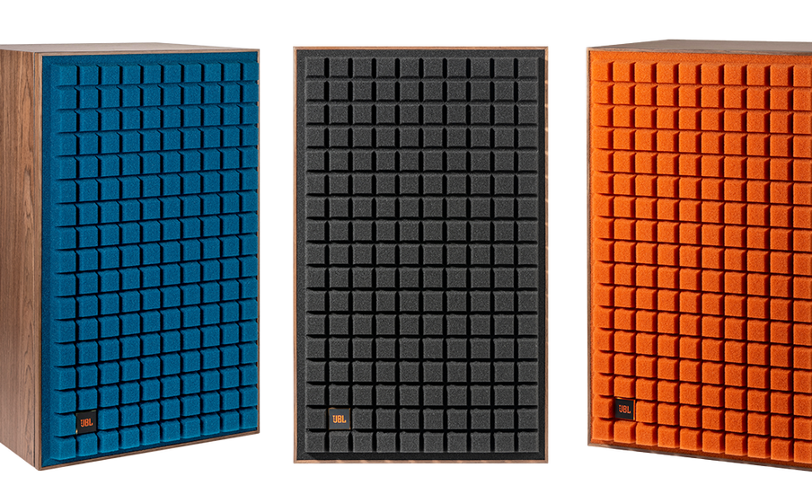 L100 Classic MkII Retro design with iconic JBL styling and vintage Quadrex foam grille in a choice of black, orange, or blue - Image