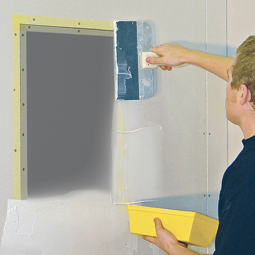 Conceal C83 Loudspeaker system installs like a standard drywall patch. - Image